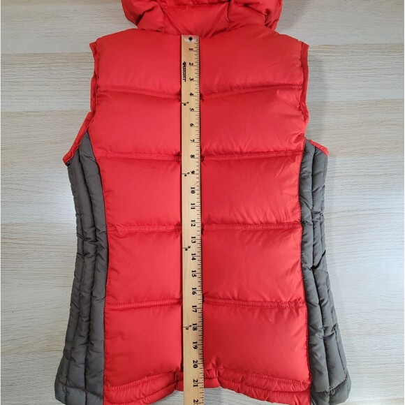 Duck Down Puffer Vest I. Spiewak & Sons Hooded Size XS Red Brown Full Zip Vtg - Picture 10 of 10